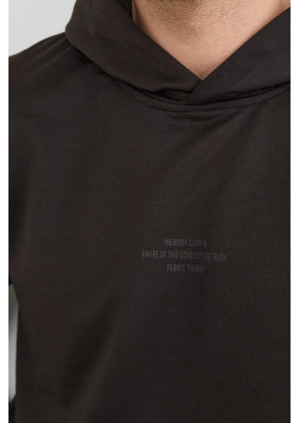 Yazı Baskılı Kapüşonlu Sweatshirt