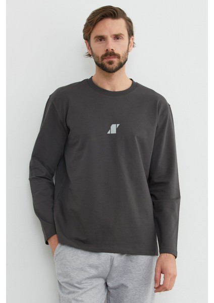 Baskılı Bisiklet Yaka Sweatshirt modelleri