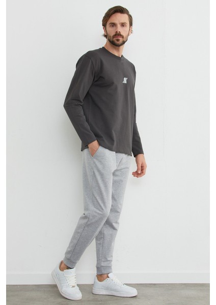 Baskılı Bisiklet Yaka Sweatshirt