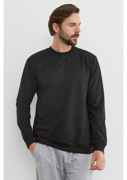 Pellını Yazı Kabartmalı Bisiklet Yaka Sweatshirt fiyatları