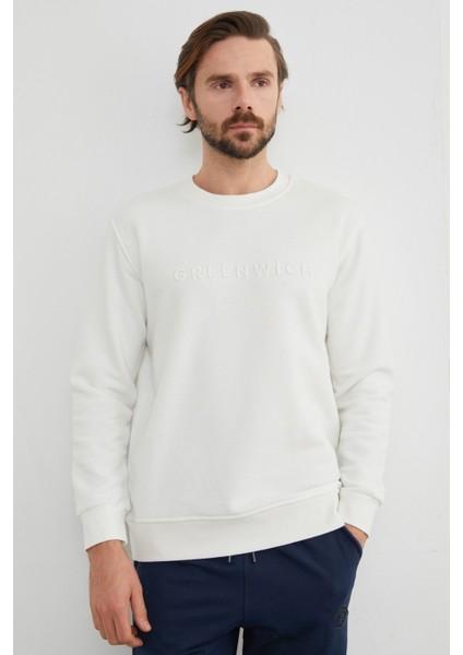 Greenwich Yazı Nakışlı Bisiklet Yaka Sweatshirt