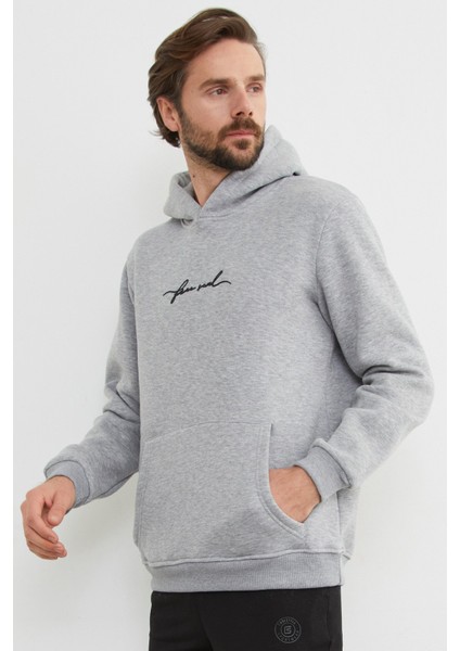 3 Iplik Free Soul Yazı Baskılı Kapüşonlu Sweatshirt fiyatları