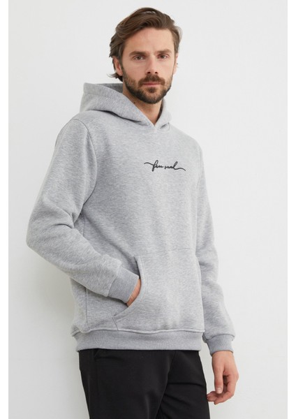 3 Iplik Free Soul Yazı Baskılı Kapüşonlu Sweatshirt fırsatları