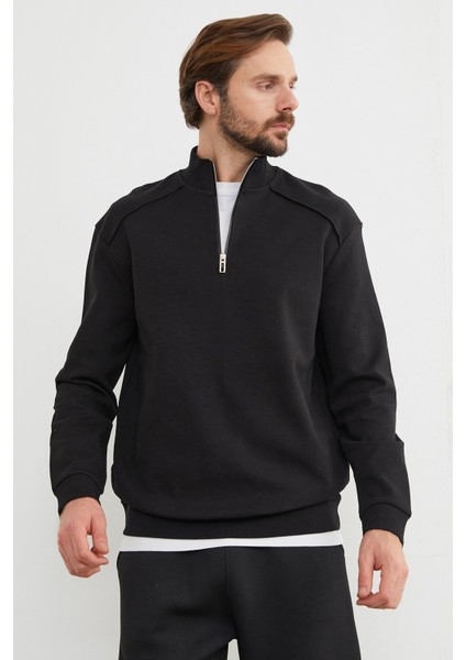 Dik Yaka Yarım Fermuarlı Sweatshirt fiyatları