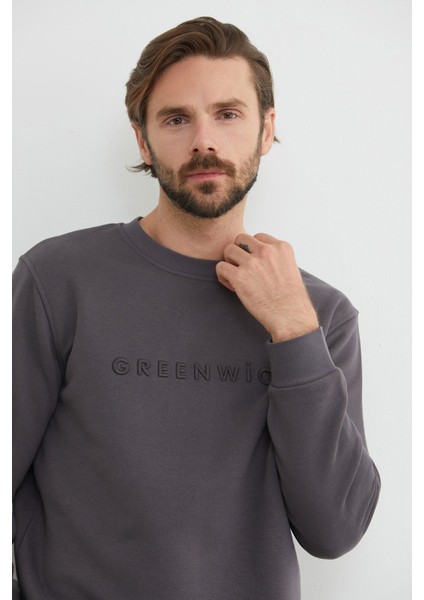 Greenwich Yazı Nakışlı Bisiklet Yaka Sweatshirt