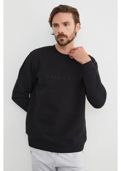 Greenwich Yazı Nakışlı Bisiklet Yaka Sweatshirt