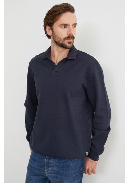 Basic Polo Yaka Pike Sweatshirt indirimleri