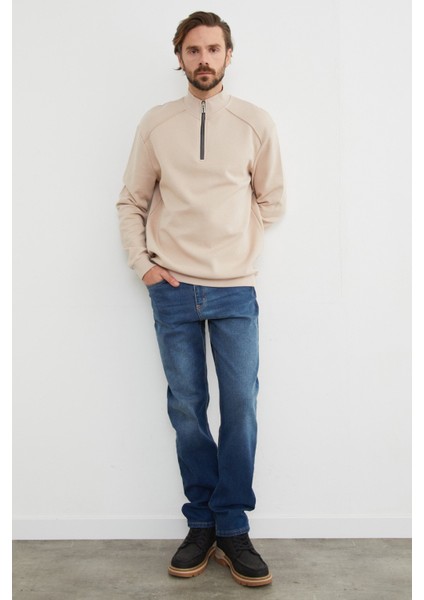 Dik Yaka Yarım Fermuarlı Sweatshirt modelleri