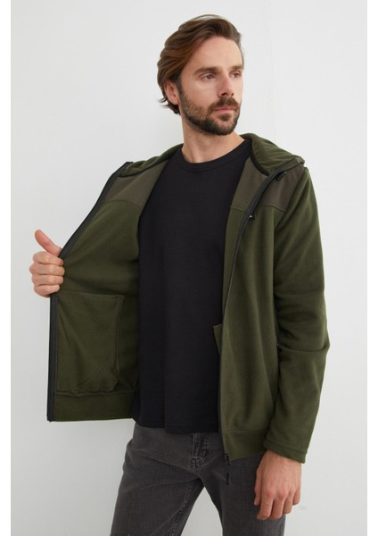 Armalı Kapüşonlu Fermuarlı Polar Ceket indirimleri