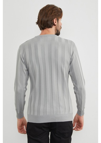 Şeritli Bisiklet Yaka Ince Triko Kazak