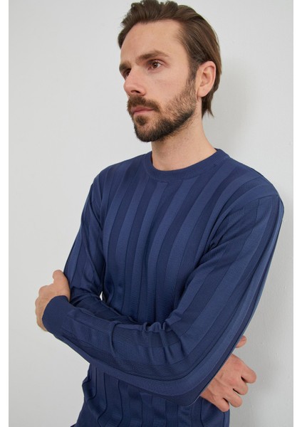 Şeritli Bisiklet Yaka Ince Triko Kazak fiyatları