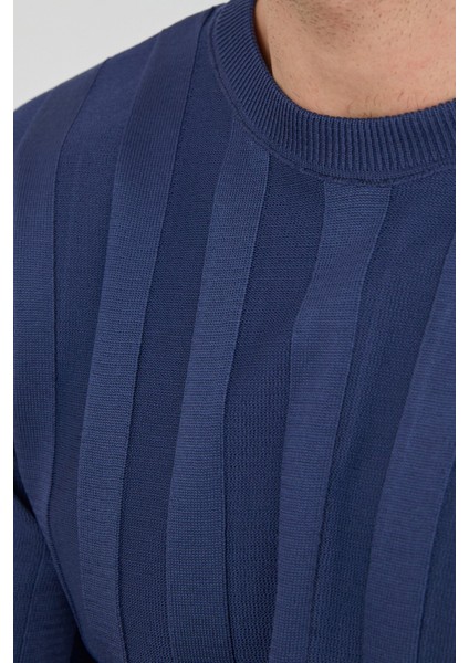 Şeritli Bisiklet Yaka Ince Triko Kazak modelleri