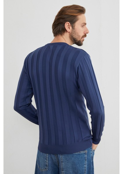 Şeritli Bisiklet Yaka Ince Triko Kazak