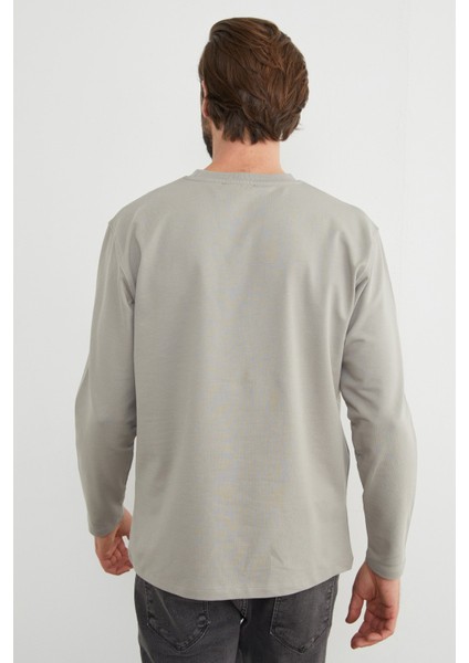 Baskılı Bisiklet Yaka Sweatshirt