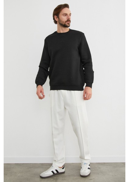 3 Iplik Yazı Baskılı Bisiklet Yaka Sweatshirt fiyatları