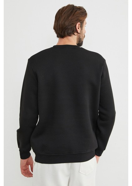 3 Iplik Yazı Baskılı Bisiklet Yaka Sweatshirt