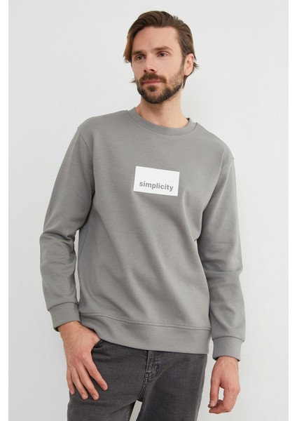 Simplicity Yazı Baskılı Bisiklet Yaka Sweatshirt