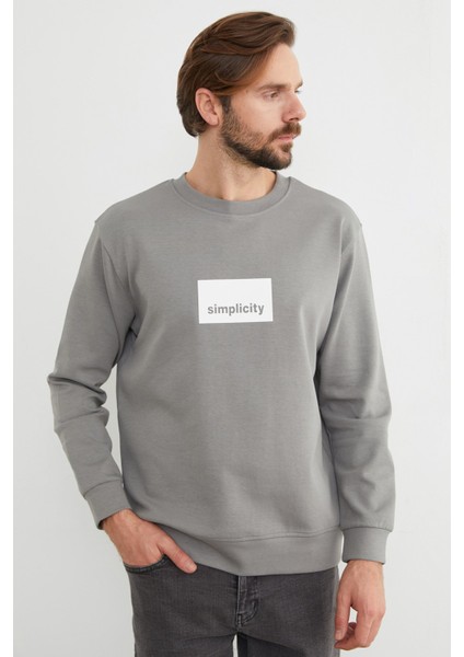 Simplicity Yazı Baskılı Bisiklet Yaka Sweatshirt fiyatları
