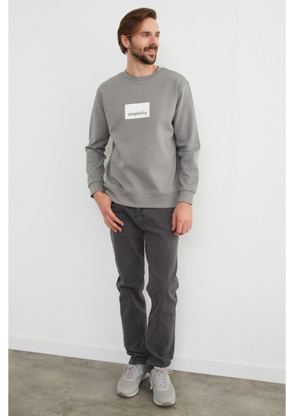 Simplicity Yazı Baskılı Bisiklet Yaka Sweatshirt indirimleri