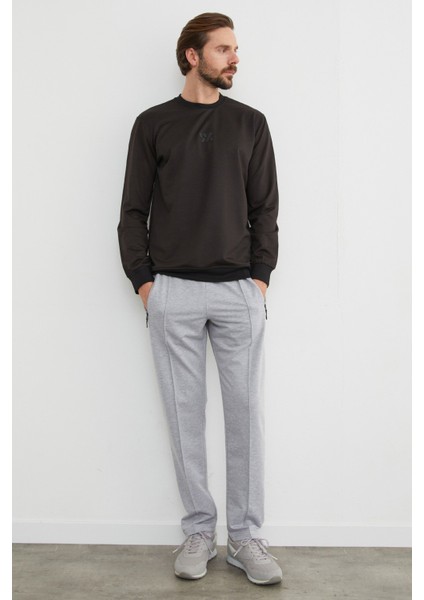 Kabartma Baskılı Bisiklet Yaka Sweatshirt fiyatları