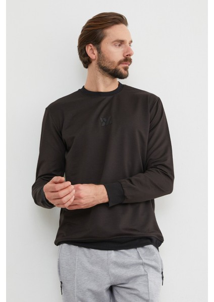 Kabartma Baskılı Bisiklet Yaka Sweatshirt modelleri