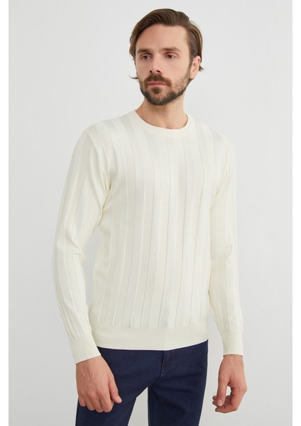 Şeritli Bisiklet Yaka Ince Triko Kazak