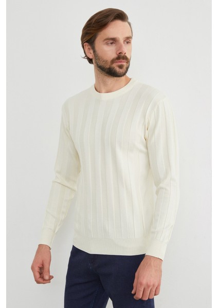 Şeritli Bisiklet Yaka Ince Triko Kazak modelleri