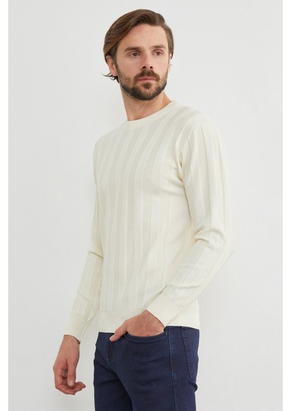 Şeritli Bisiklet Yaka Ince Triko Kazak