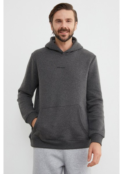 3 Iplik Keep Going Yazı Baskılı Kapüşonlu Oversize Sweatshirt