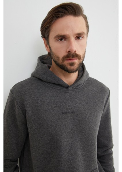 3 Iplik Keep Going Yazı Baskılı Kapüşonlu Oversize Sweatshirt fırsatları