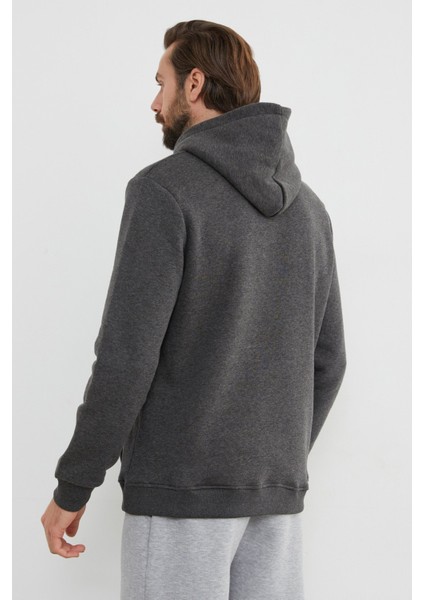 3 Iplik Keep Going Yazı Baskılı Kapüşonlu Oversize Sweatshirt