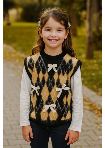 Baklava Desenli Fiyonklu Kız Çocuk Süveter fiyatları