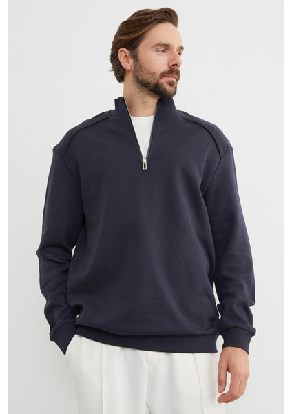 Dik Yaka Yarım Fermuarlı Sweatshirt fiyatları