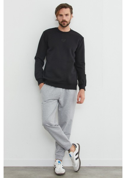 3 Iplik Baskılı Bisiklet Yaka Sweatshirt indirimleri