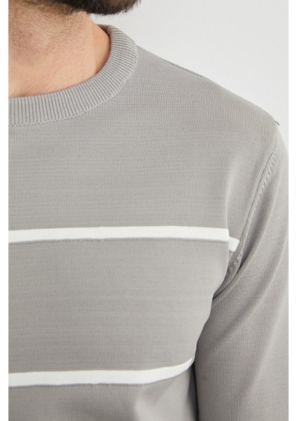 Şeritli Bisiklet Yaka Triko Kazak modelleri