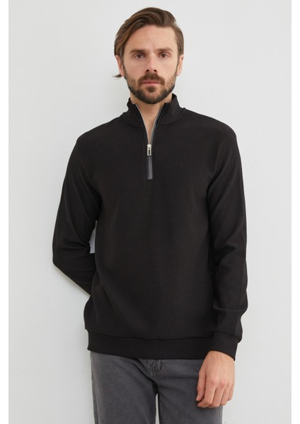Fitilli Yarım Fermuarlı Sweatshirt modelleri