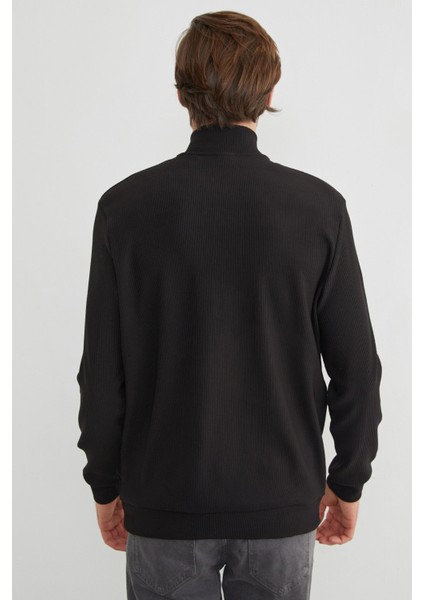 Fitilli Yarım Fermuarlı Sweatshirt