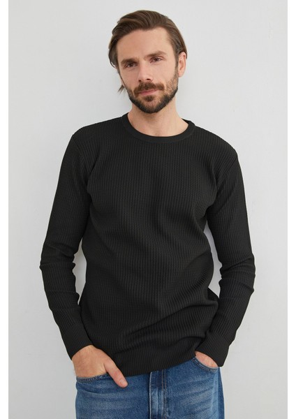 Basic Bisiklet Yaka Örgü Triko Kazak