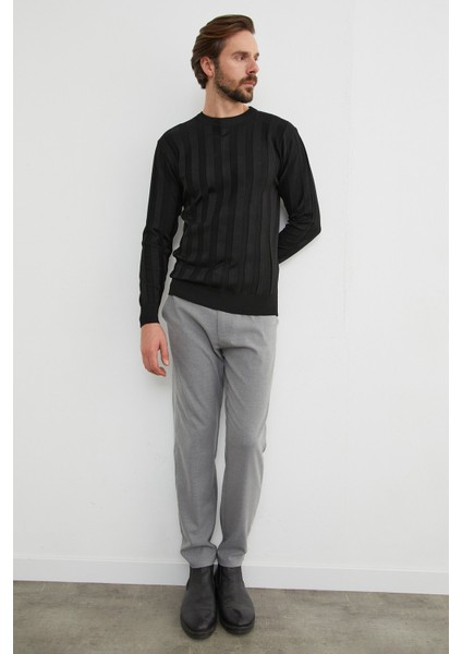 Şeritli Bisiklet Yaka Ince Triko Kazak modelleri