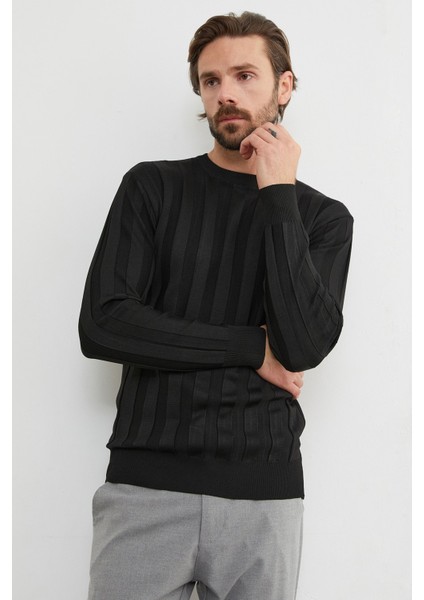 Şeritli Bisiklet Yaka Ince Triko Kazak fırsatları