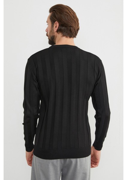 Şeritli Bisiklet Yaka Ince Triko Kazak