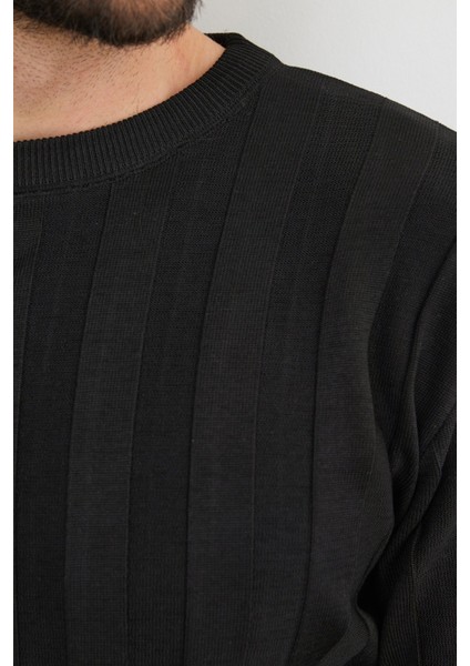 Şeritli Bisiklet Yaka Ince Triko Kazak