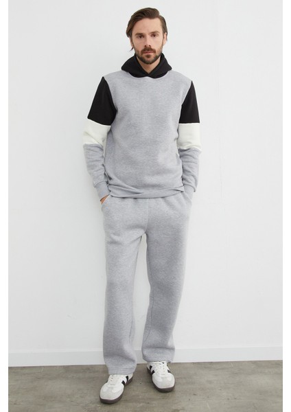 3 Iplik Kolu Renk Bloklu Kapüşonlu Sweatshirt modelleri