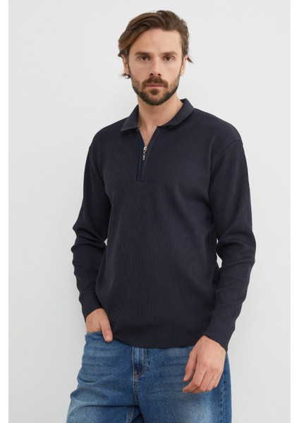 Fitilli Yarım Fermuarlı Triko Kazak modelleri