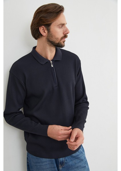 Fitilli Yarım Fermuarlı Triko Kazak indirimleri