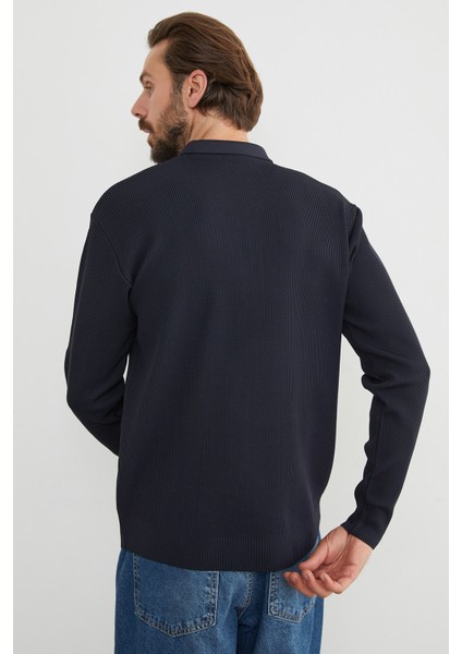 Fitilli Yarım Fermuarlı Triko Kazak