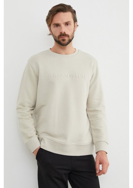 Greenwich Yazı Nakışlı Bisiklet Yaka Sweatshirt
