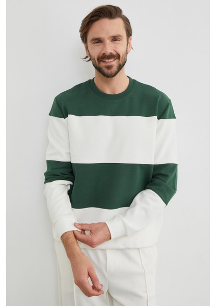 Renk Bloklu Oversize Bisiklet Yaka Sweatshirt modelleri