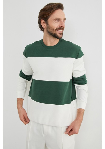 Renk Bloklu Oversize Bisiklet Yaka Sweatshirt fırsatları