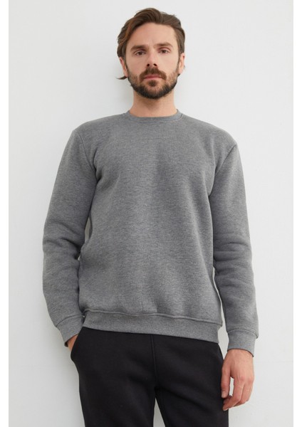 3 Iplik Basic Bisiklet Yaka Sweatshirt
